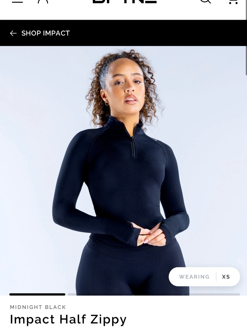 Dfyne Impact Half Zippy Long Sleeve Top Midnight Black